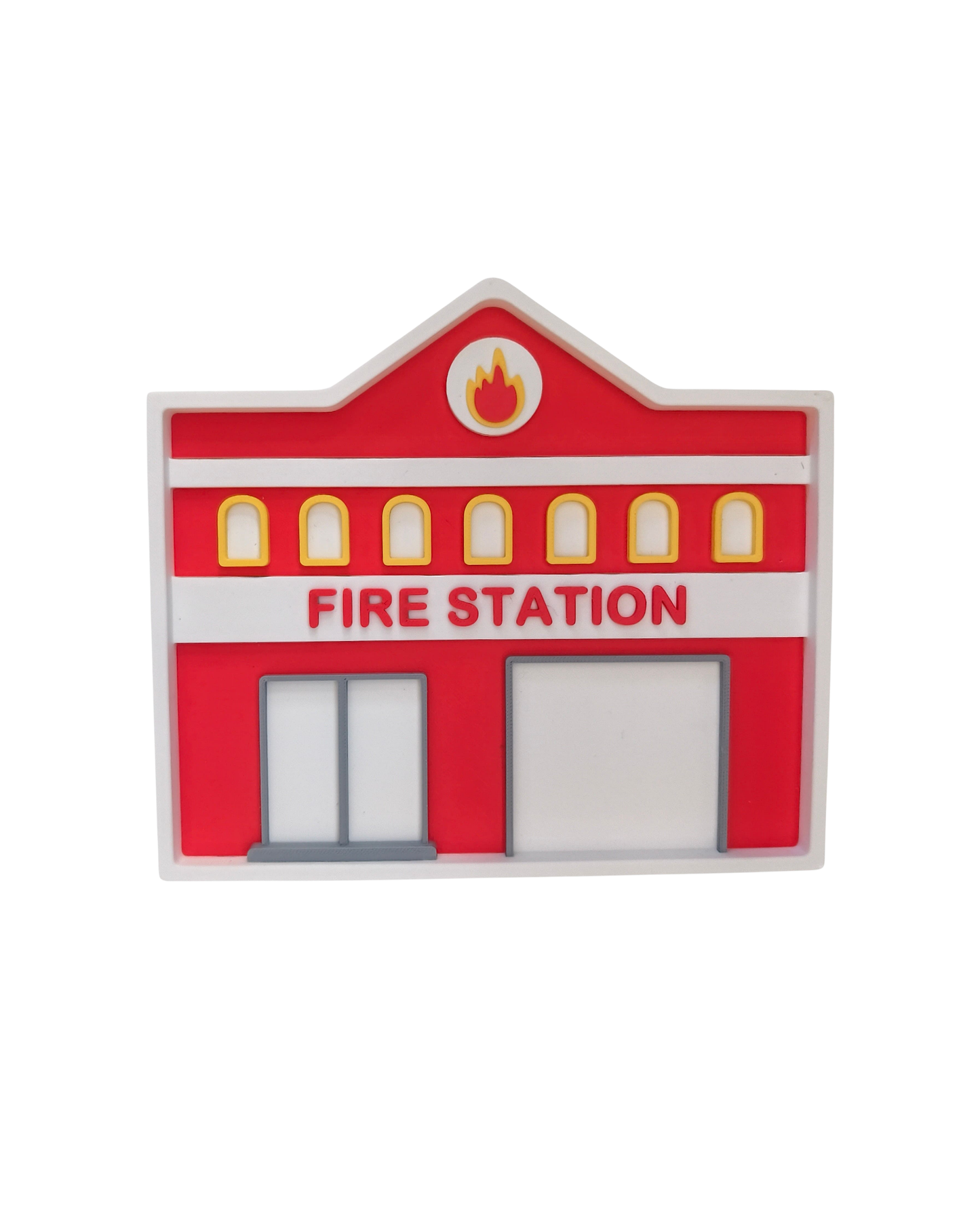 Fire station sensory tray for rescue-themed Montessori play and fine motor activities by Playtessori