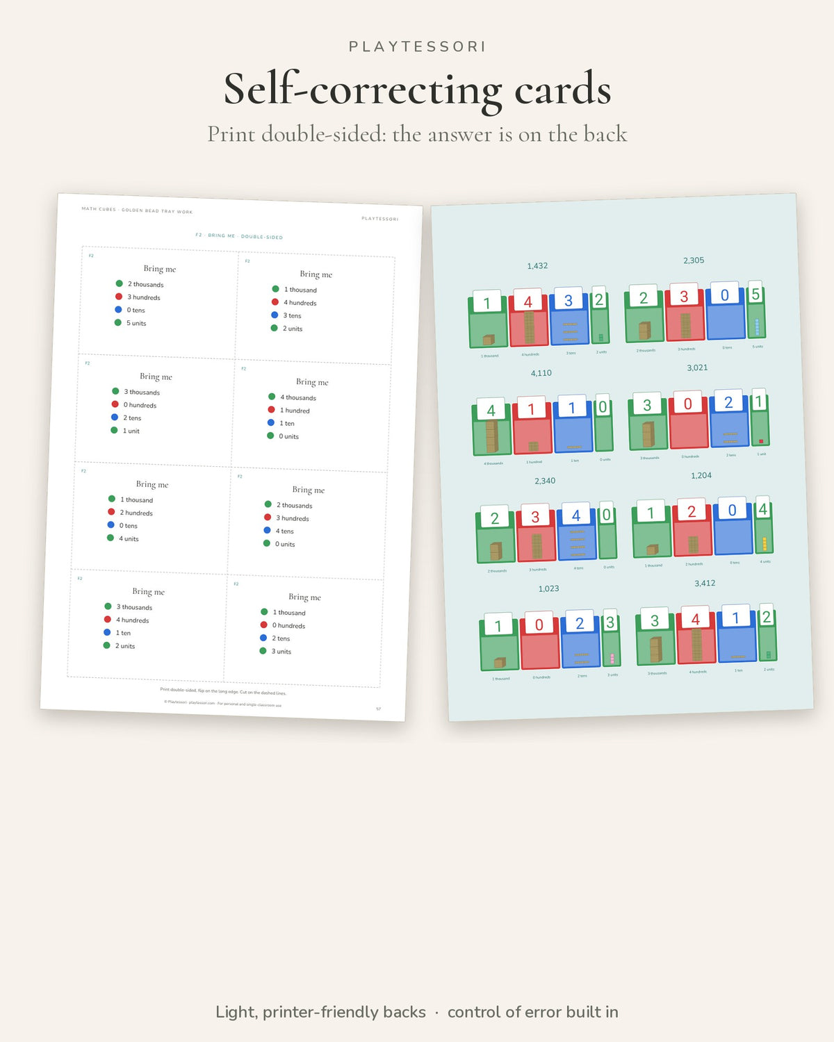 Self-correcting Bring me cards with the answer on the back