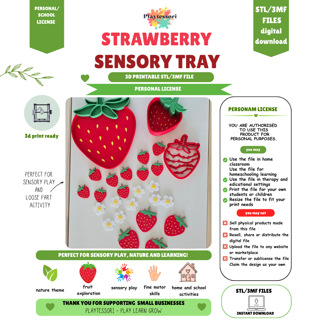 Strawberry Sensory Tray Set STL