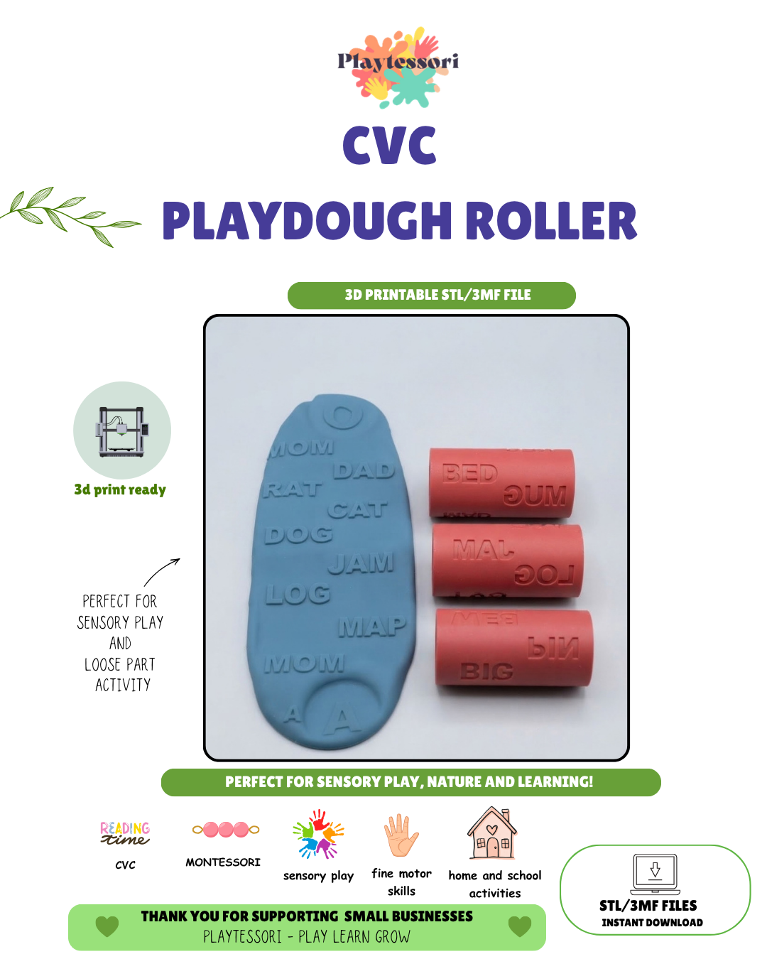 CVC Playdough Roller STL