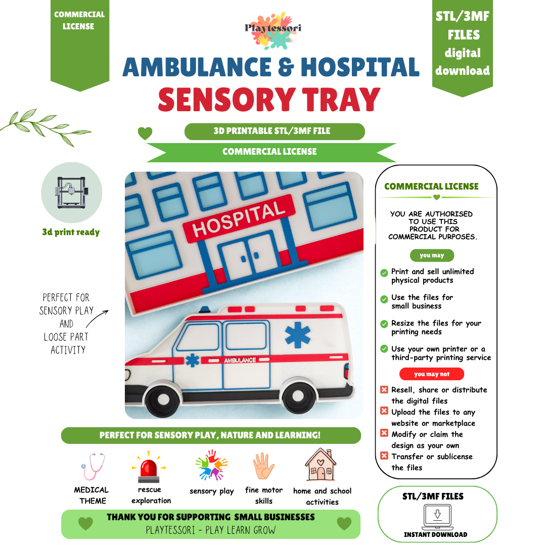 Ambulance Hospital Sensory Tray STL