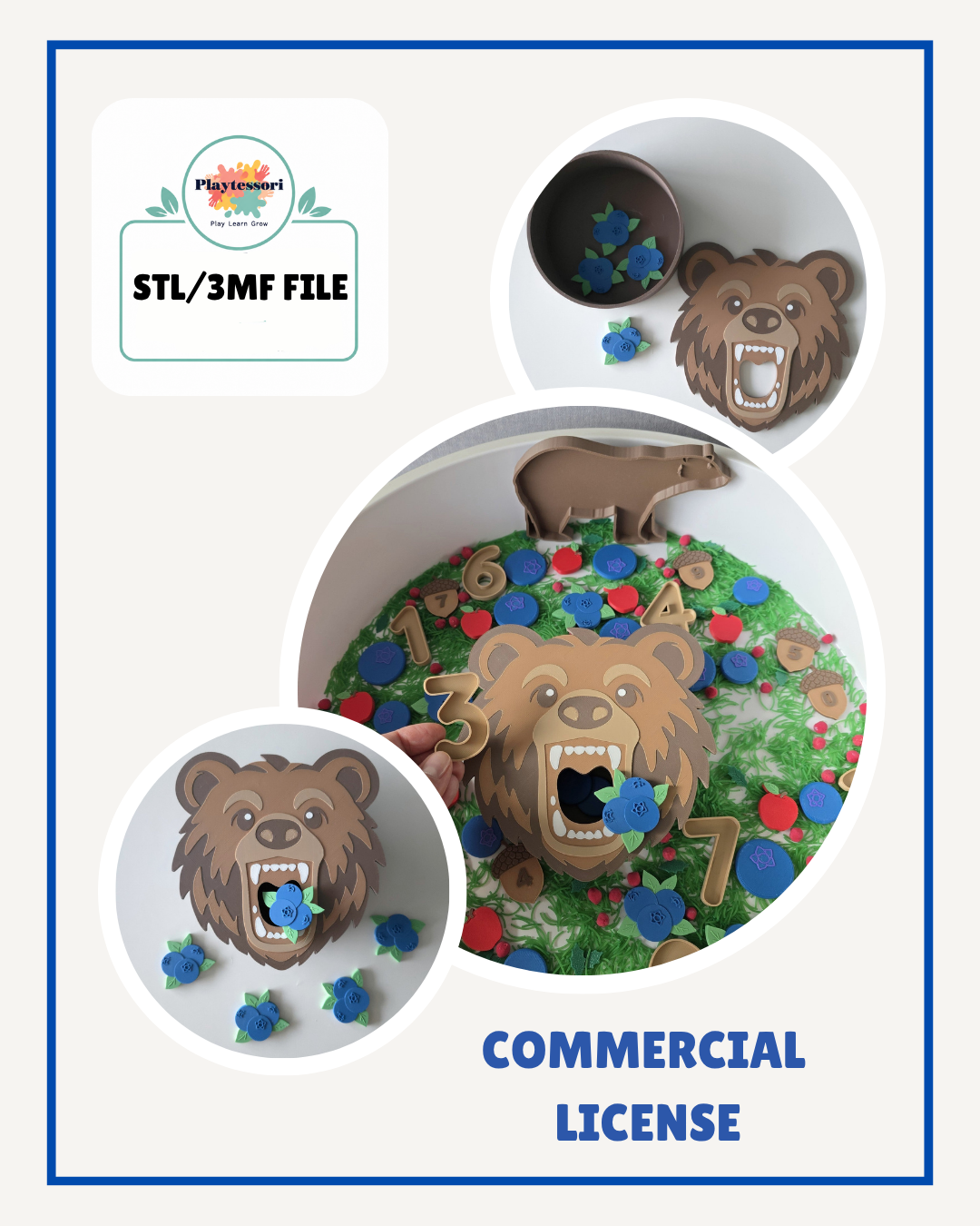 Feed the Bear Counting Set STL | Playtessori