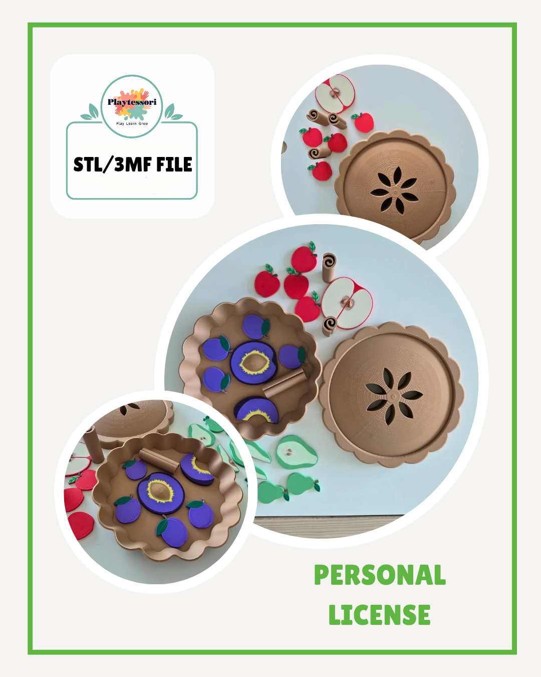 Fruit Pie Sensory Tray STL