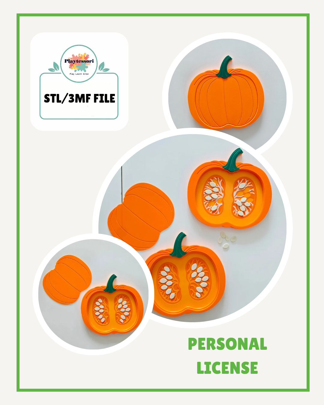Pumpkin Cross Section Sensory Tray STL