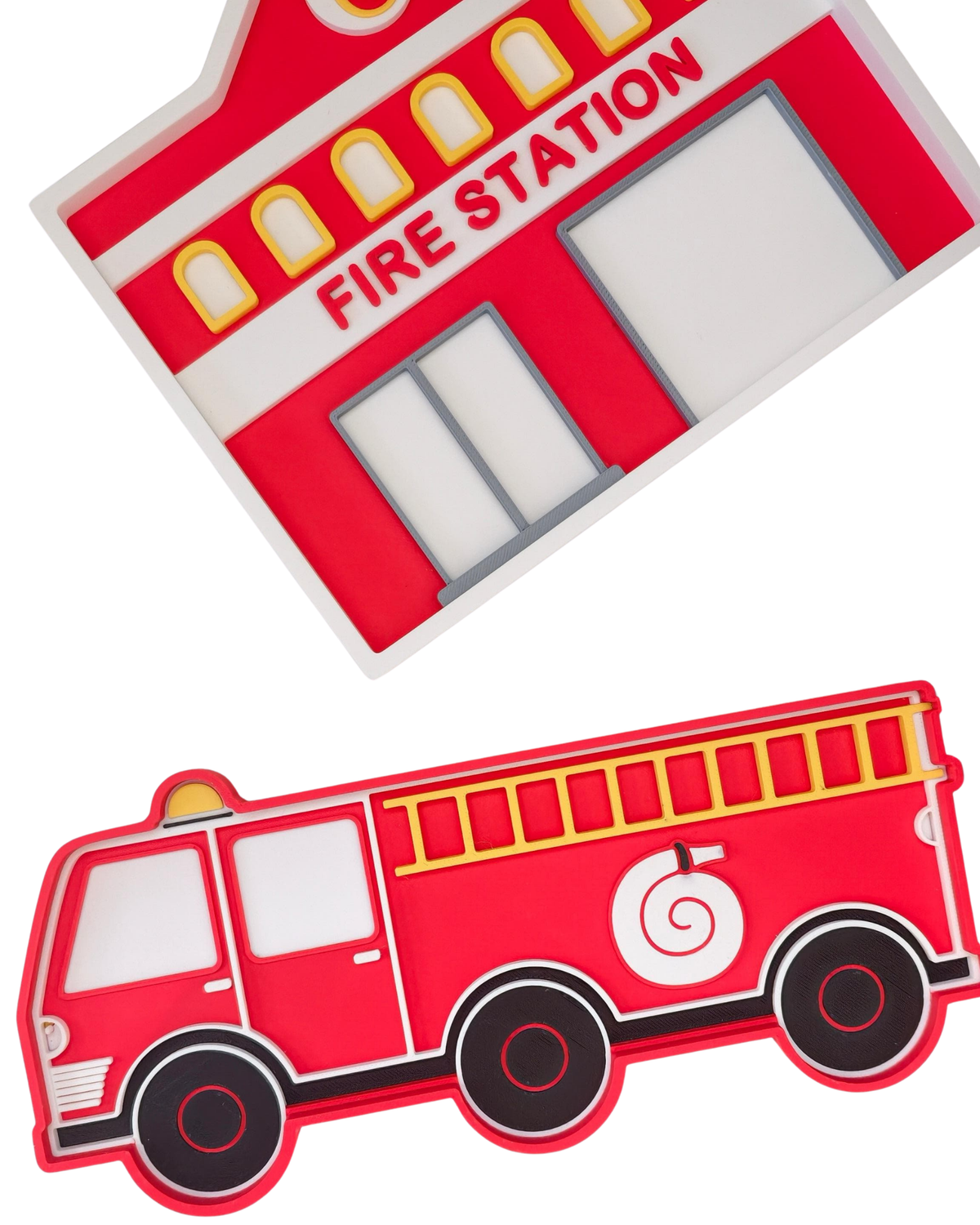 sensory play tyray fire station with fire truck