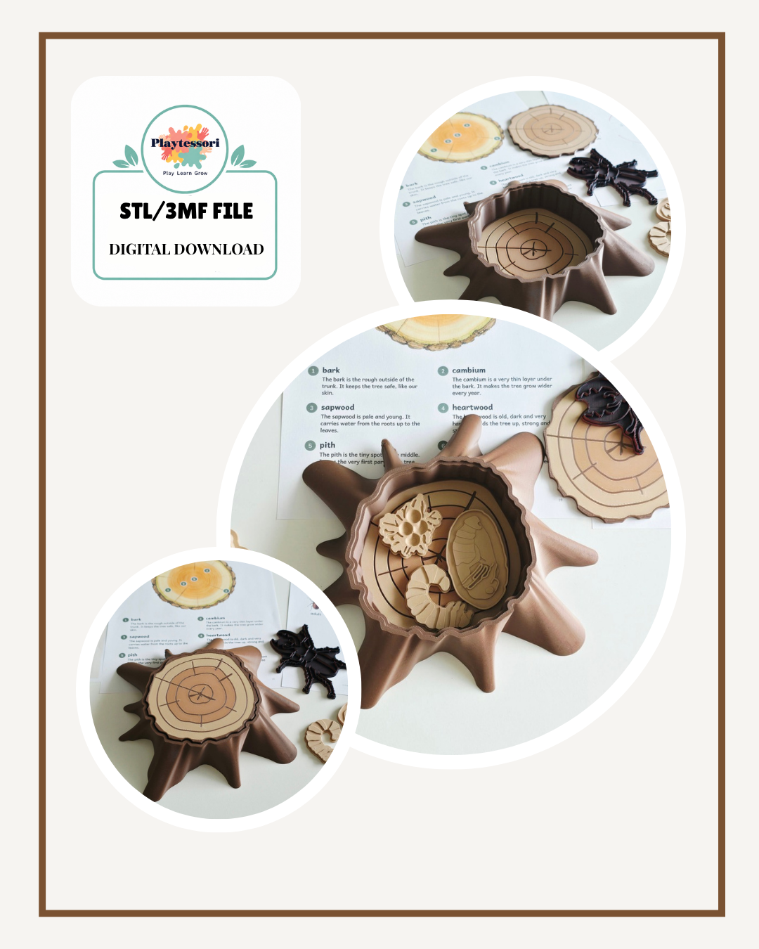 Tree Stump & Stag Beetle STL/3MF file, digital download
