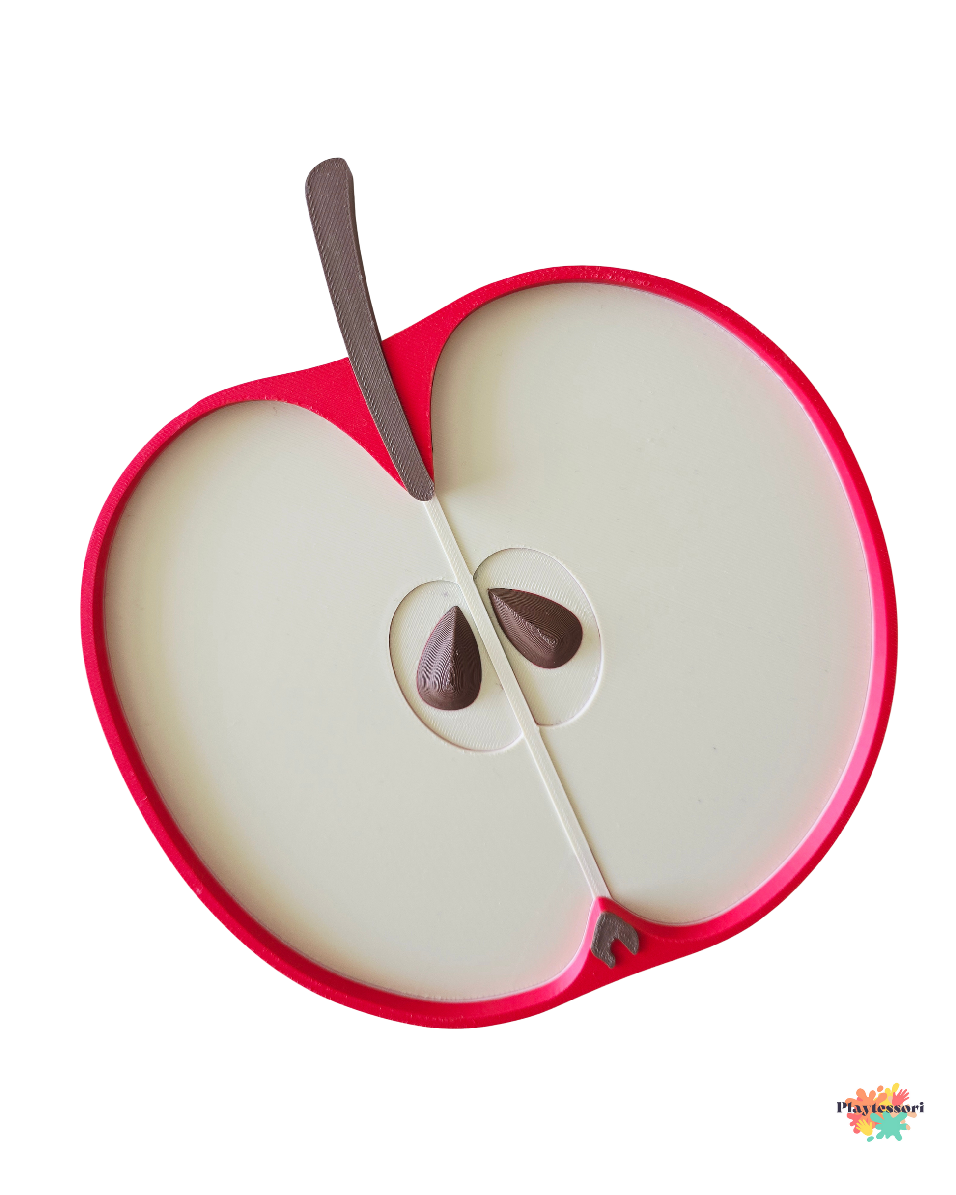 Montessori apple cross section sensory tray made from bio-PLA, designed for sensory play and fine motor activities.