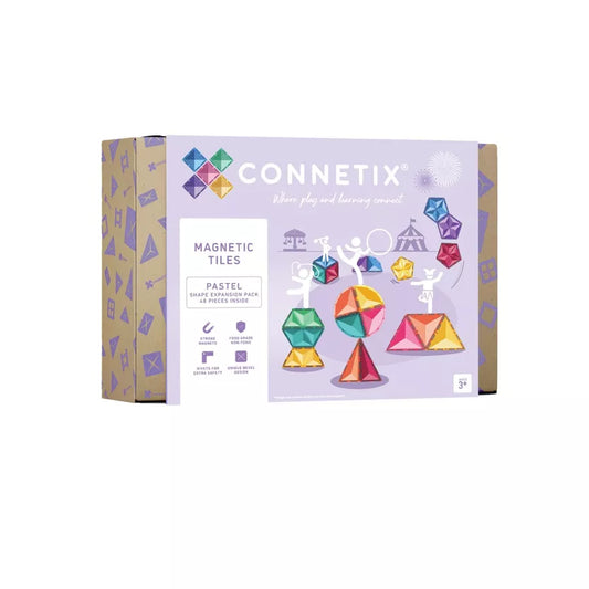 Connetix magnetic tiles packaging on a white background