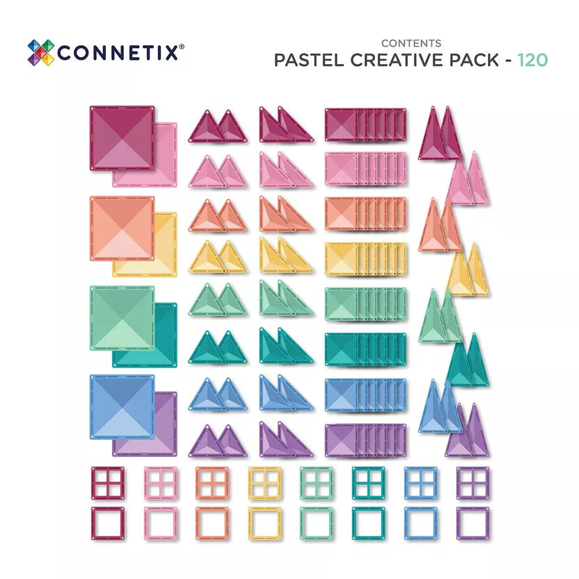 Pastel geometric shapes packaging with Connetix branding