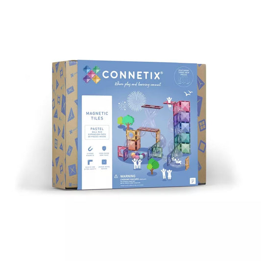Connetix magnetic tiles packaging on a white background