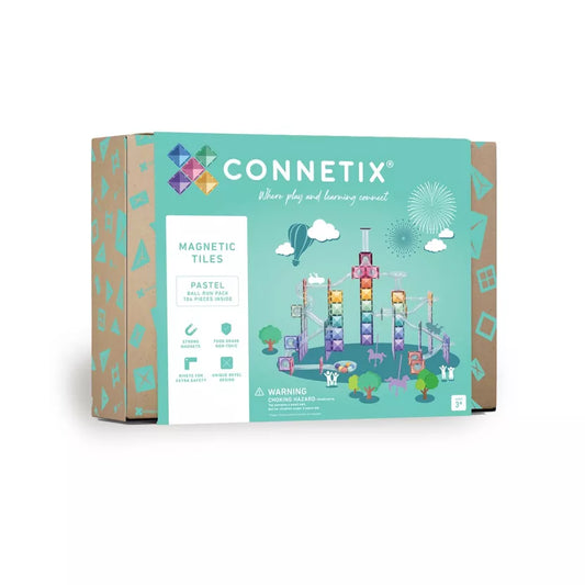 Connetix magnetic ball run packaging on a white background