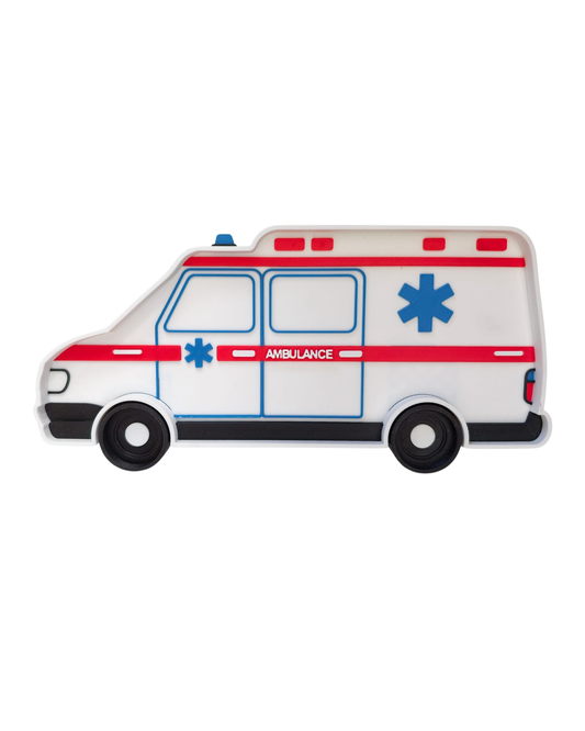 Ambulance sensory tray for rescue-themed Montessori play and fine motor activities by Playtessori