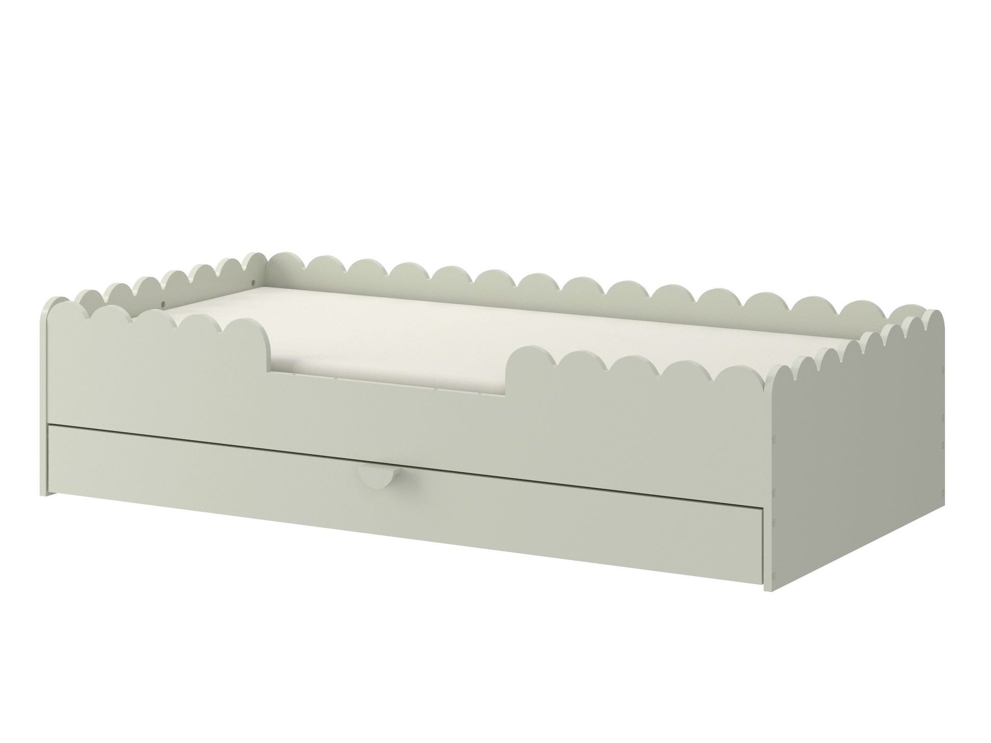 Montessori toddler bed 80x160 with removable front barriers and low floor design for independent access