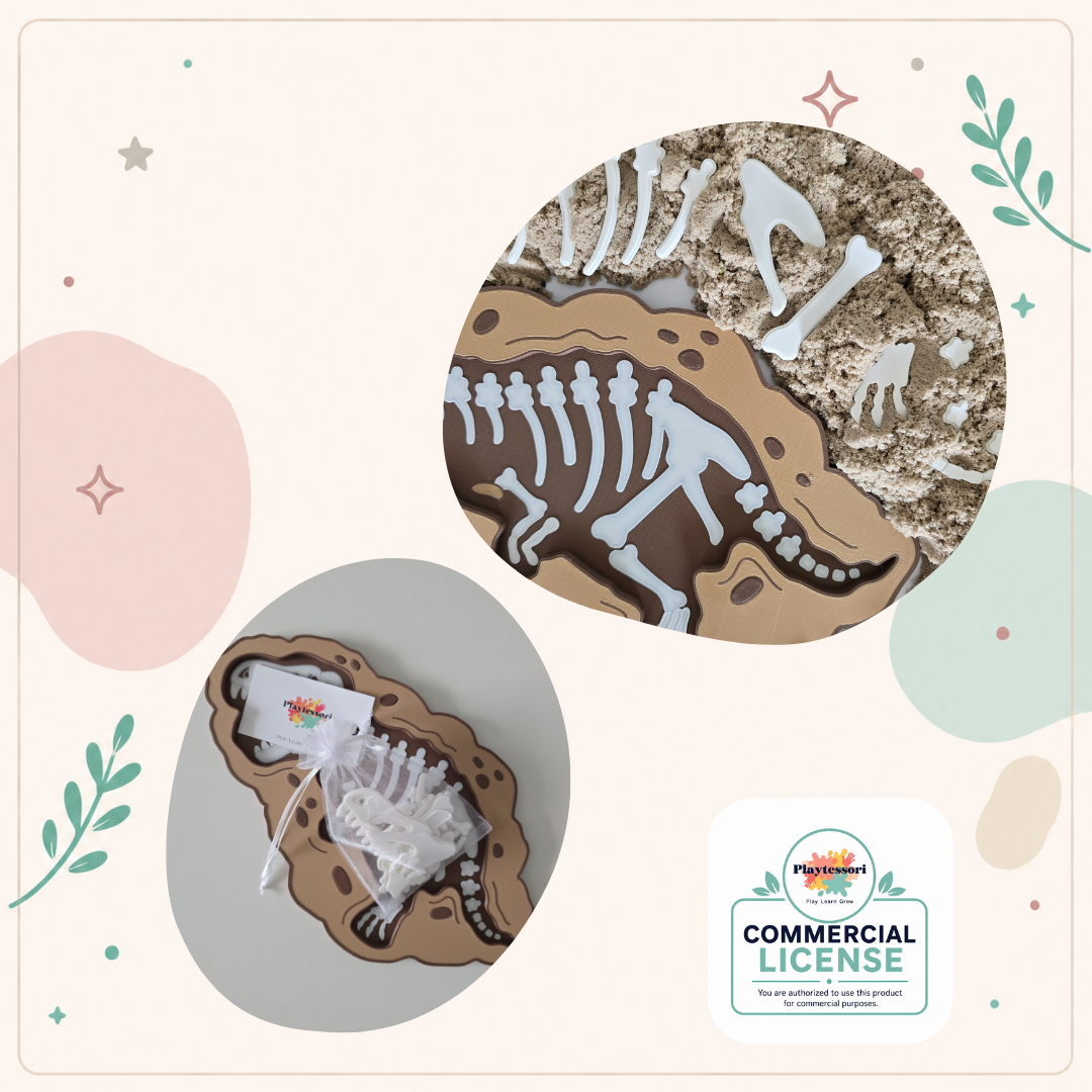 Dinosaur Fossil Sensory Tray STL File – Playtessori