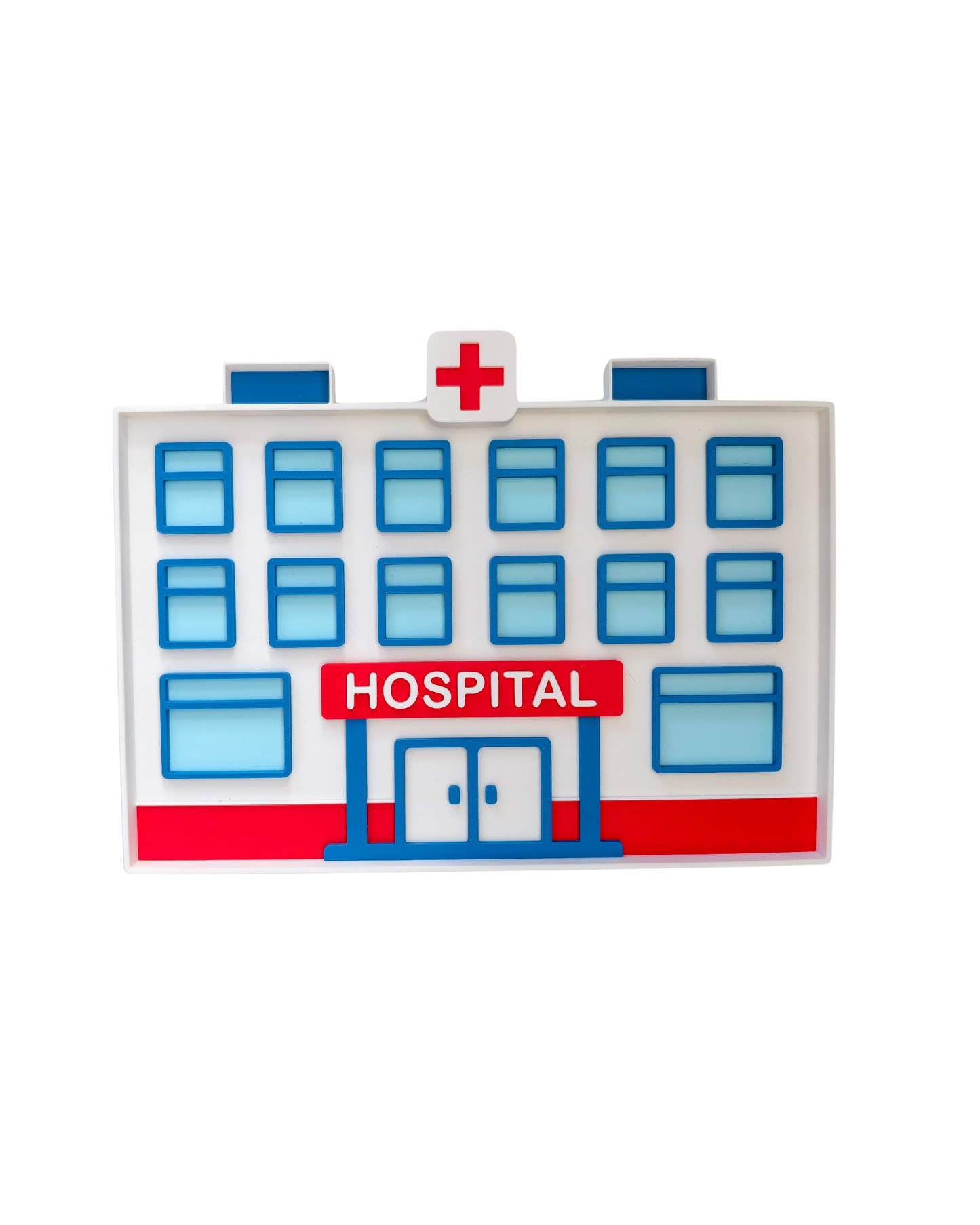 Hospital sensory tray for rescue-themed Montessori play and fine motor activities by Playtessori