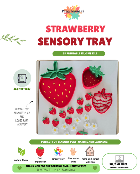 Strawberry Sensory Tray Set STL File – Playtessori