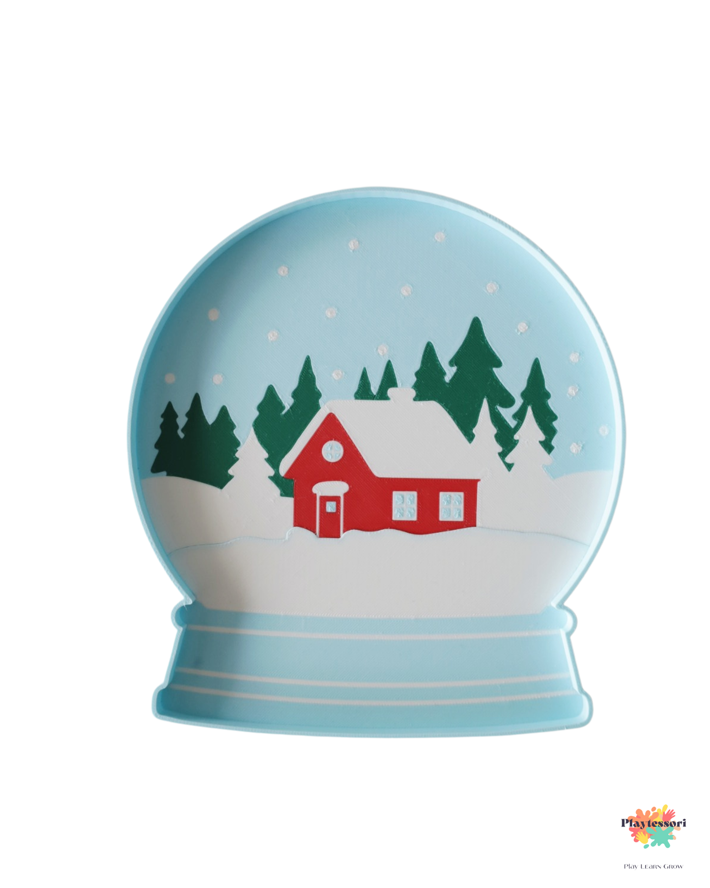 sensory play tray snowglobe