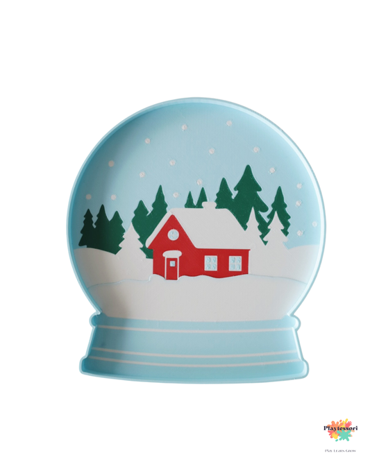 sensory play tray snowglobe