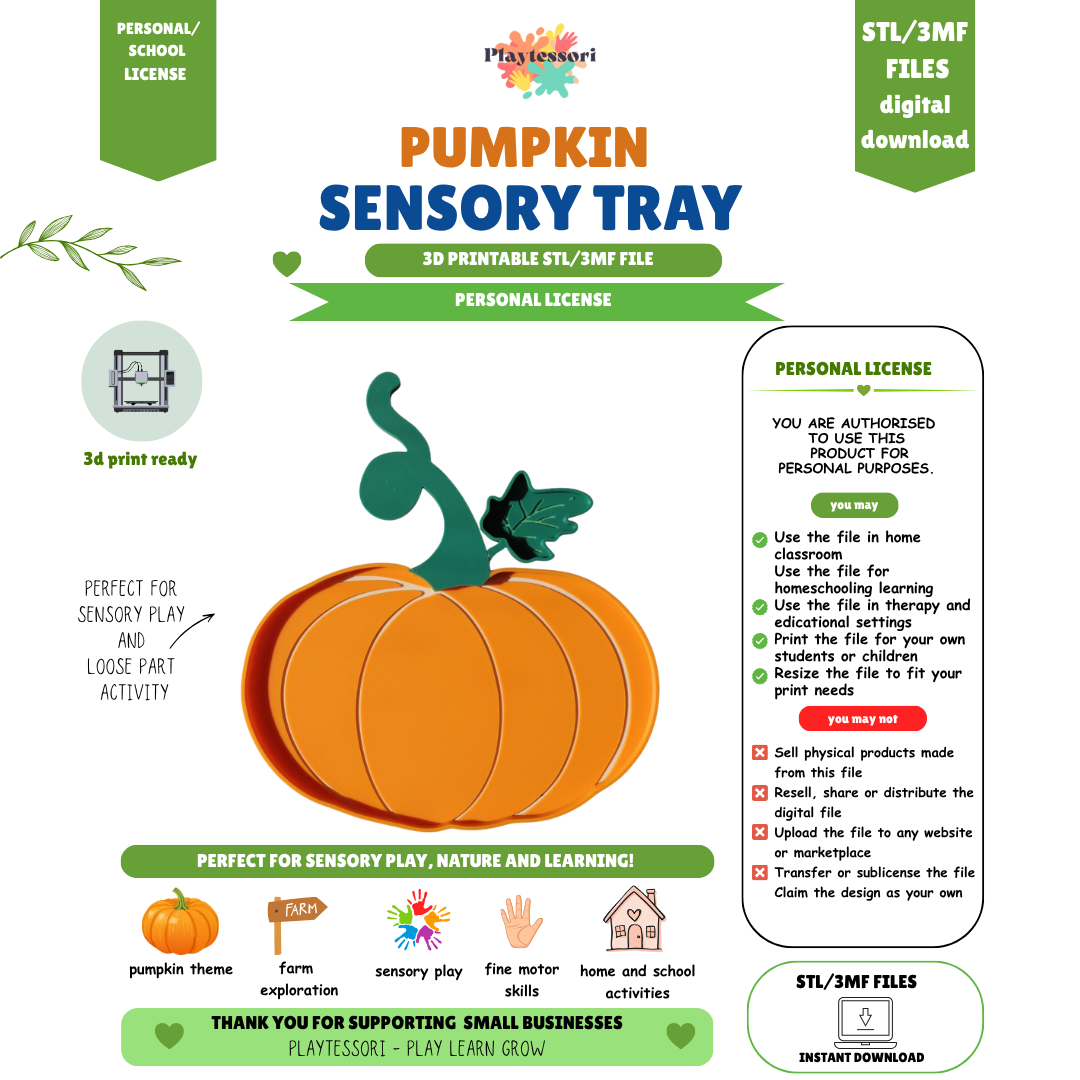 Pumpkin Sensory Tray STL File – Playtessori