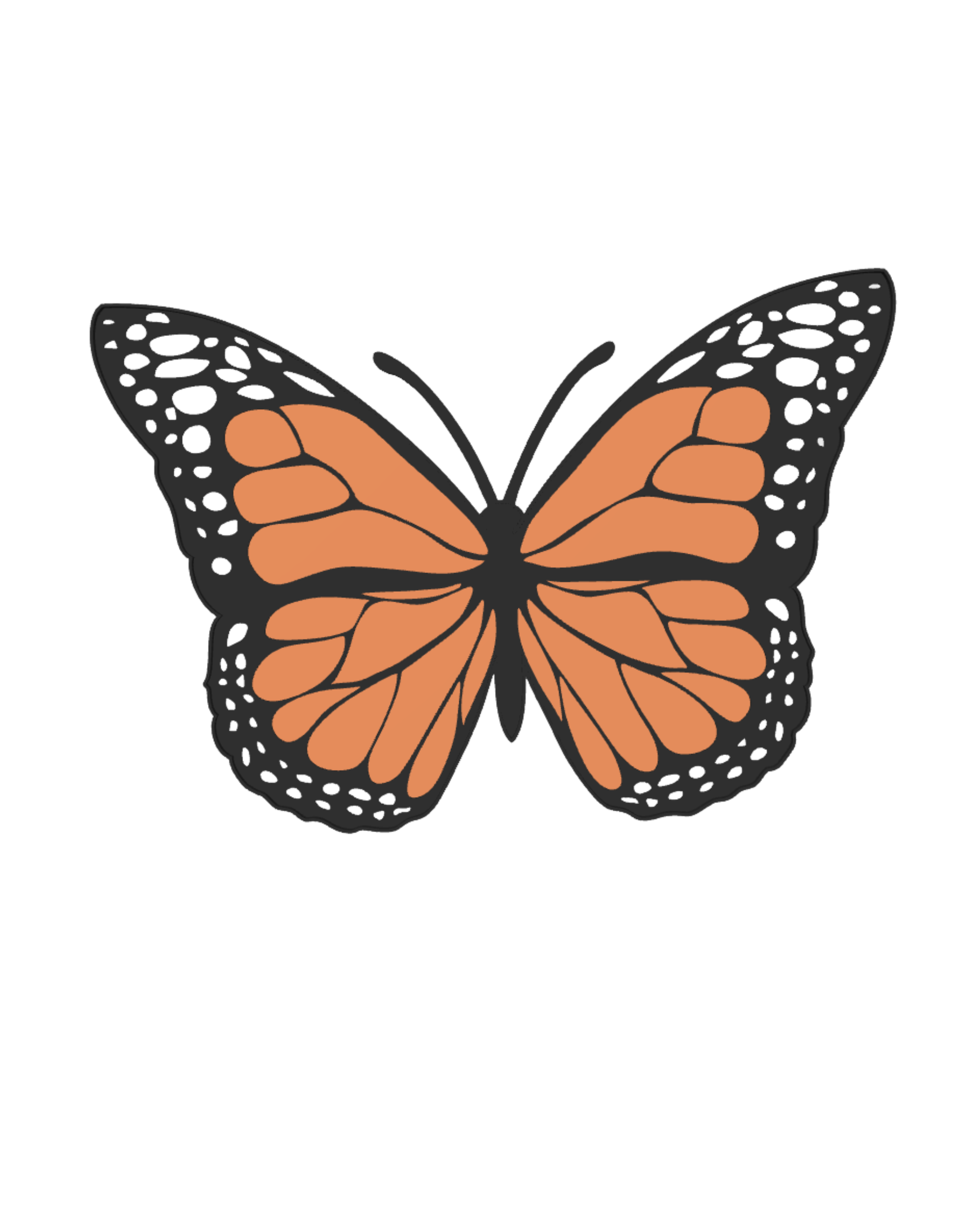 Orange butterfly sensory tray design, Montessori-inspired loose parts tray for fine motor play and sensory activities