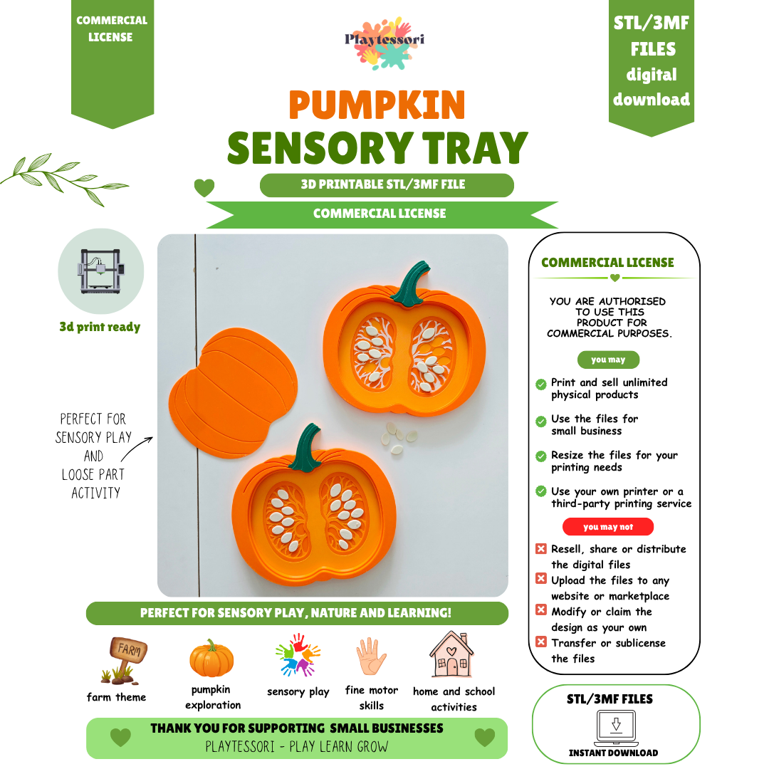 Pumpkin Cross Section Sensory Tray STL – Playtessori