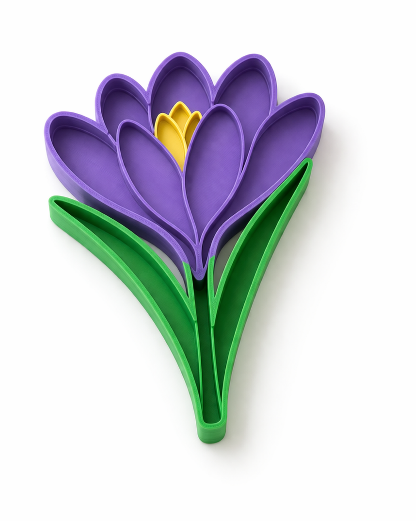 Purple crocus sensory tray 15 cm on white background, spring play tray for kids