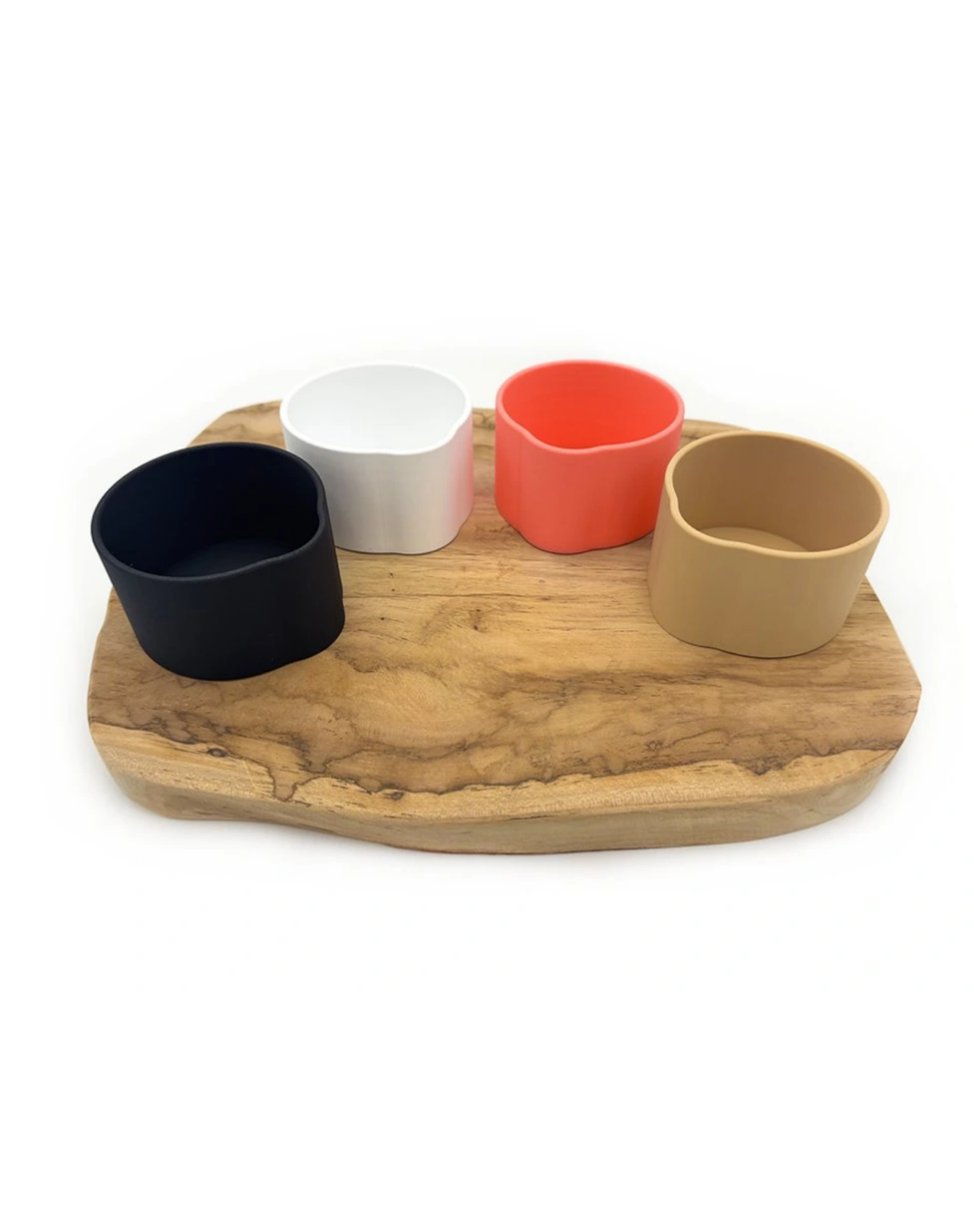 sensory play setup with cups on wooden tray for sorting and fine motor development toddler activity