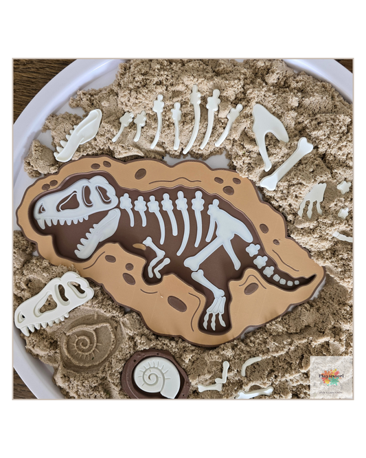 3D printed dinosaur fossil dig tray made from bio PLA for Montessori sensory play