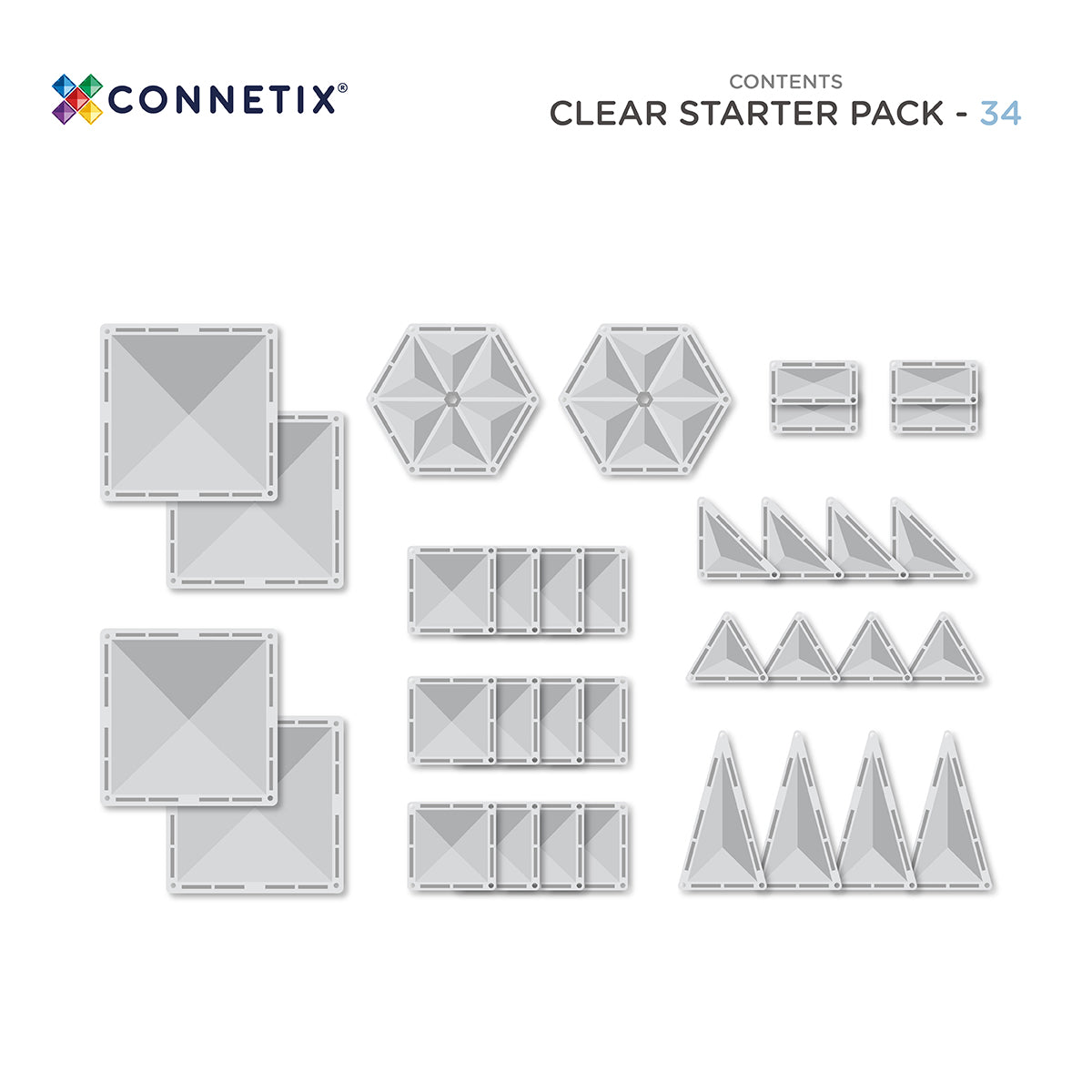 Clear Magnetic Tiles Starter Pack.- Connetix