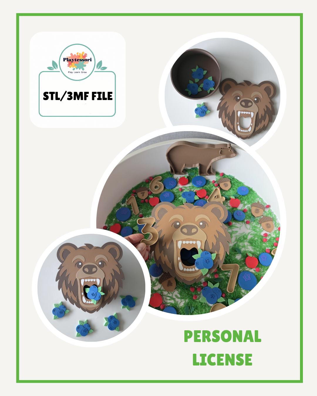 Feed the Bear Counting Set STL | Playtessori