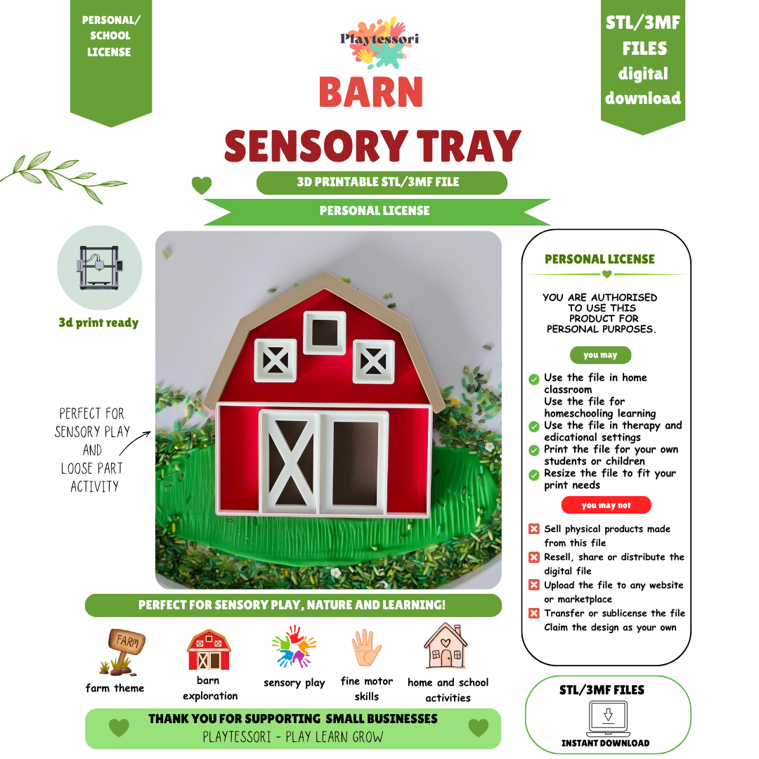 Barn Sensory Tray STL File – Playtessori
