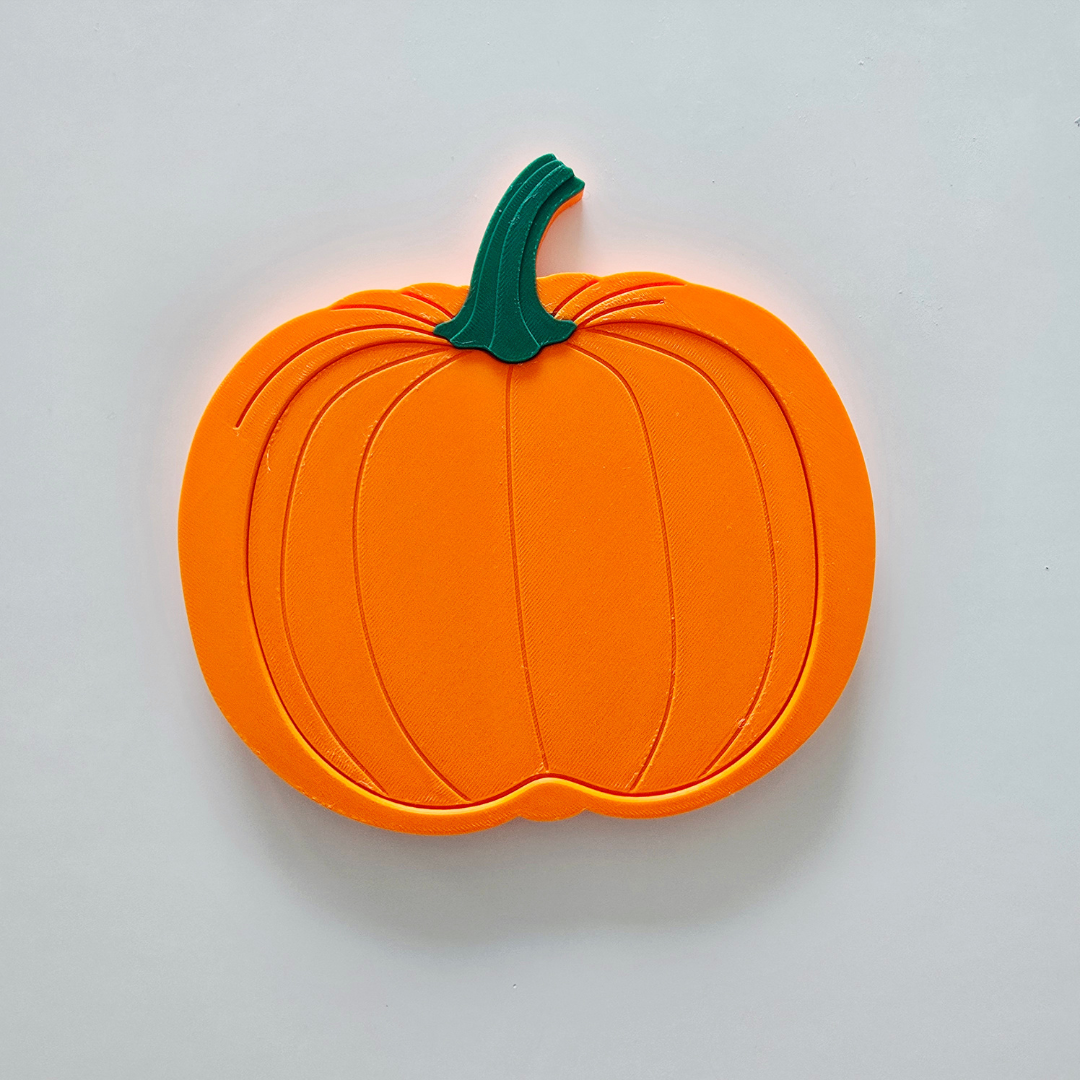 Pumpkin lid piece STL 3MF file, ribbed top for cross section sensory tray