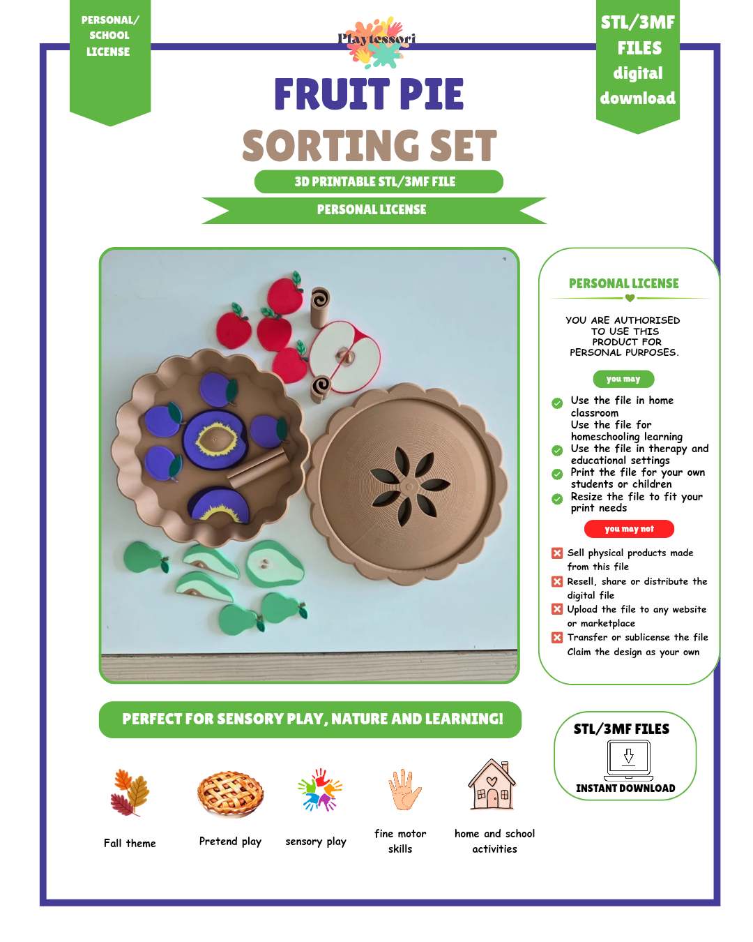 Fruit Pie Sensory Tray STL