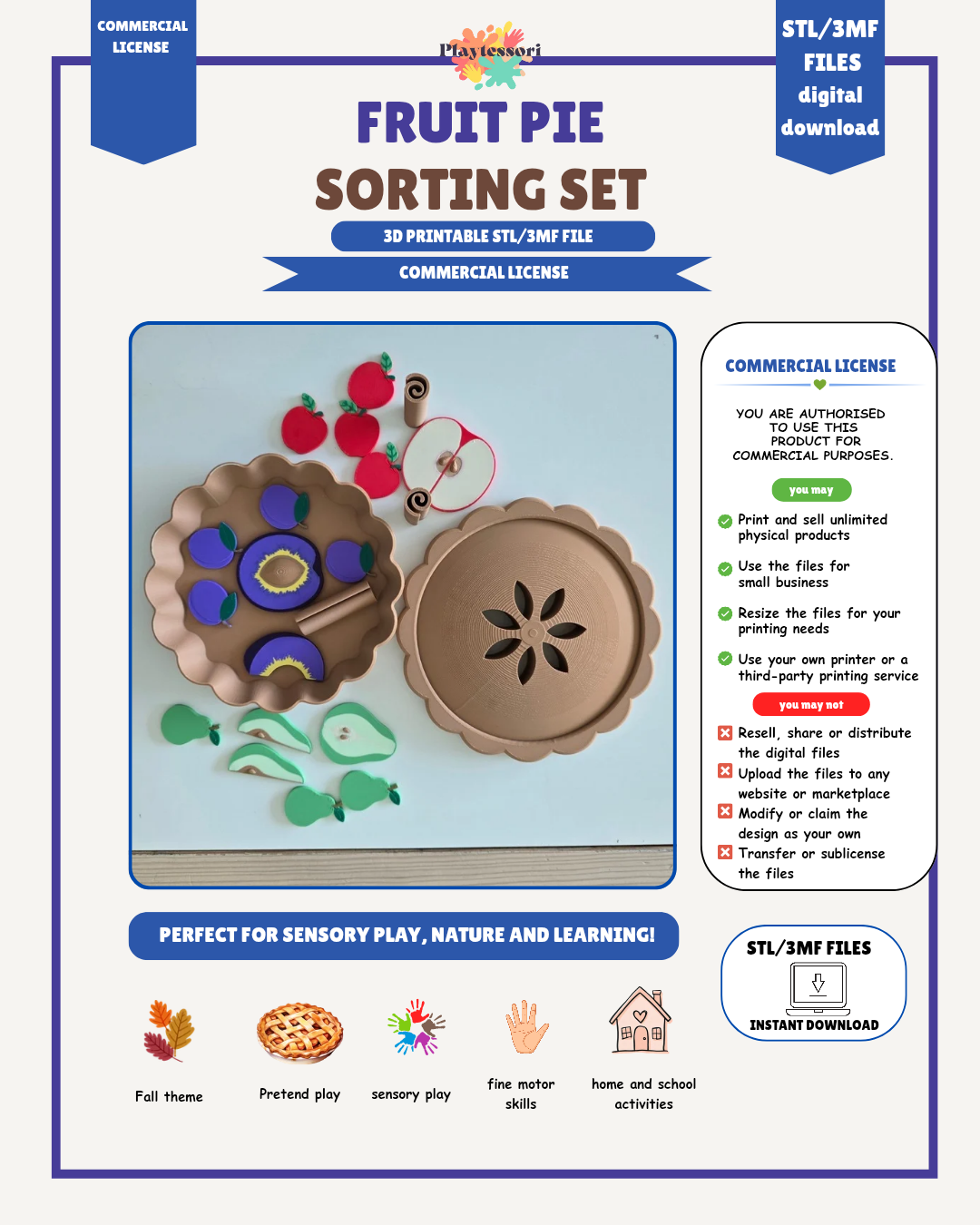 Fruit Pie Sensory Tray STL